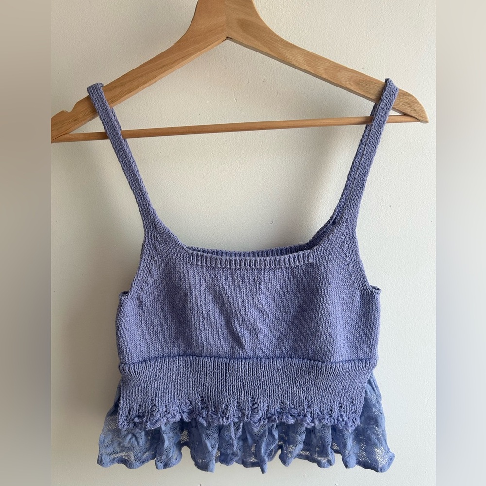 Zara Knit Lace Trim Crop Top